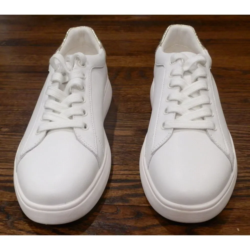 Kate Spade White Gold Lift Sneakers Shoes Women's Size 9B New
